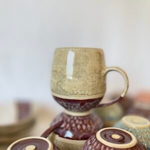 Oatmeal Painted Mug -  Aubergine