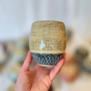 Oatmeal Painted Cup - Blue