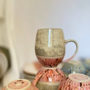 Oatmeal Painted Mug - Pink