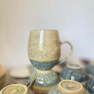 Oatmeal Painted Mug -  Turquoise