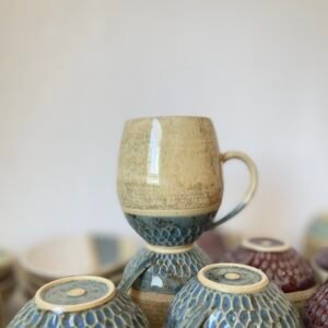 Oatmeal Painted Mug - Blue