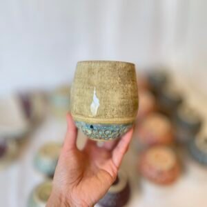 Oatmeal Painted Cup - Turquoise