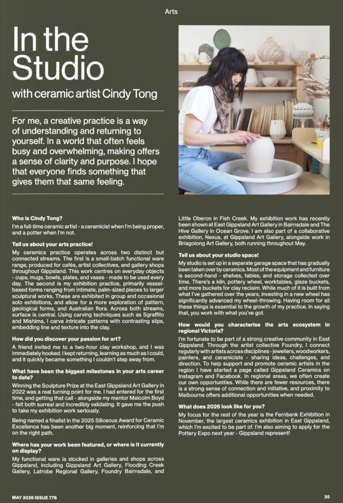 Forte Magazine: In The Studio with ceramic artist Cindy Tong
